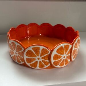 Orange Ceramic Bowl with Citrus Design